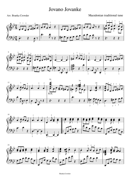 Free Sheet Music Jovano Jovanke