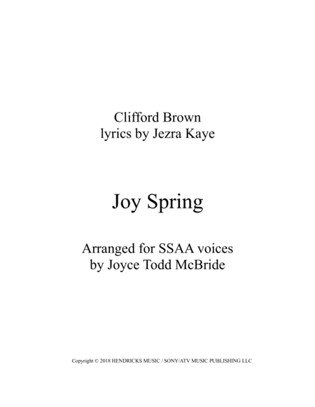 Free Sheet Music Joy Spring Ssaa