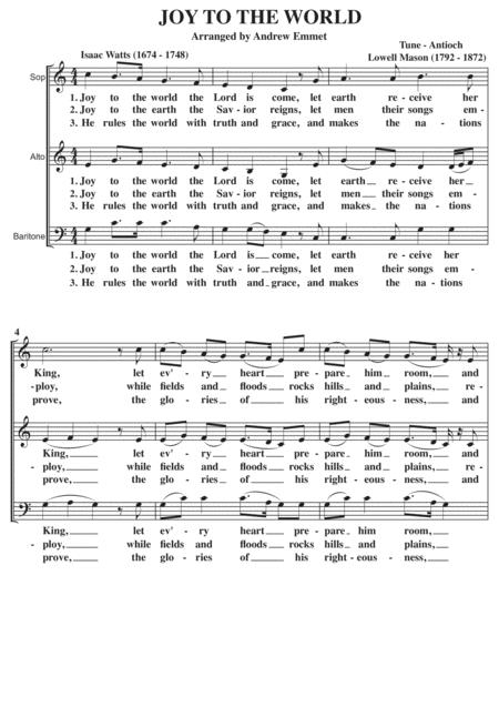 Free Sheet Music Joy To The World A Cappella Sab