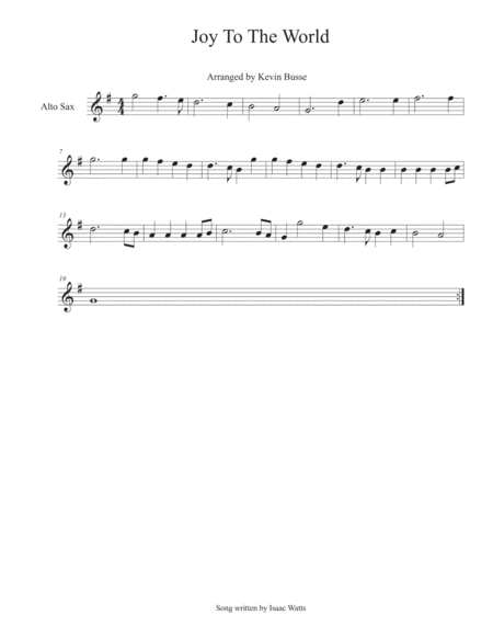 Free Sheet Music Joy To The World Alto Sax