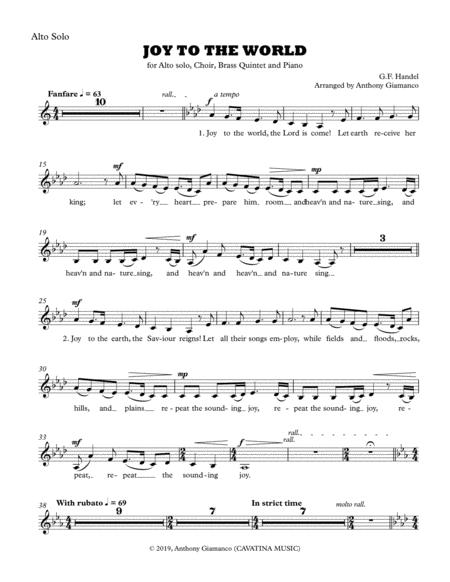 Free Sheet Music Joy To The World Alto Solo Choir Piano Brass Quintet Alto Solo Part