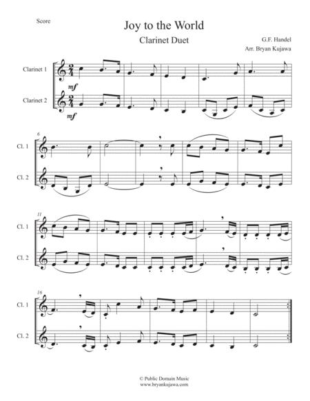 Free Sheet Music Joy To The World Clarinet Duet In C