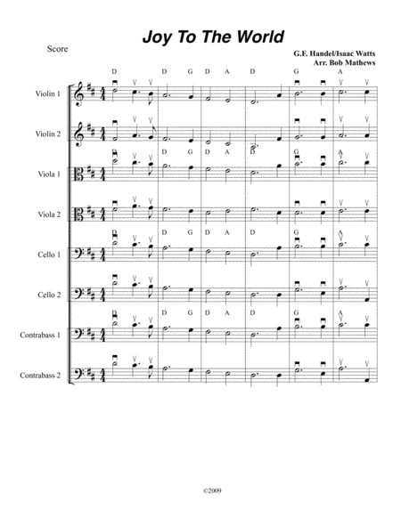 Free Sheet Music Joy To The World For Strings