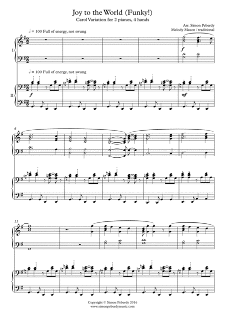 Joy To The World Funky Fun Carol Variations For 2 Pianos 4 Hands Sheet Music