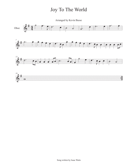 Free Sheet Music Joy To The World Oboe