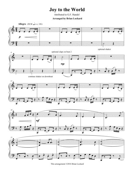 Free Sheet Music Joy To The World Solo Piano