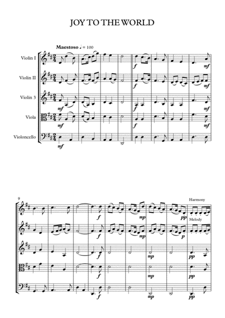 Joy To The World String Quartet Score And Parts Sheet Music