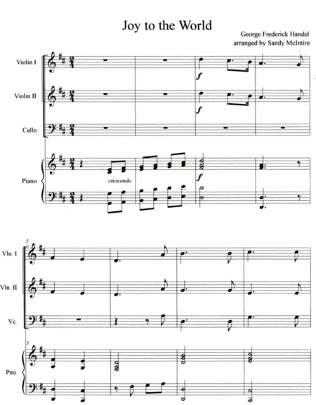 Joy To The World String Quartet Sheet Music