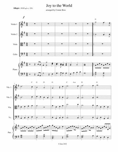 Free Sheet Music Joy To The World Strings And Piano With Parts