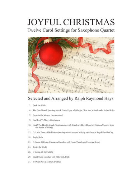 Free Sheet Music Joyful Christmas Twelve Carol Settings For Saxophone Quartet Satb Or Aatb