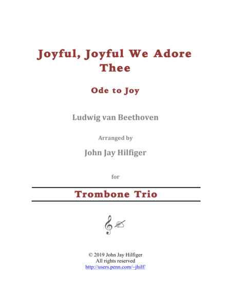 Joyful Joyful We Adore Thee For Trombone Trio Sheet Music