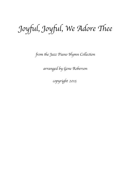 Free Sheet Music Joyful Joyful We Adore Thee From The Jazz Piano Collection
