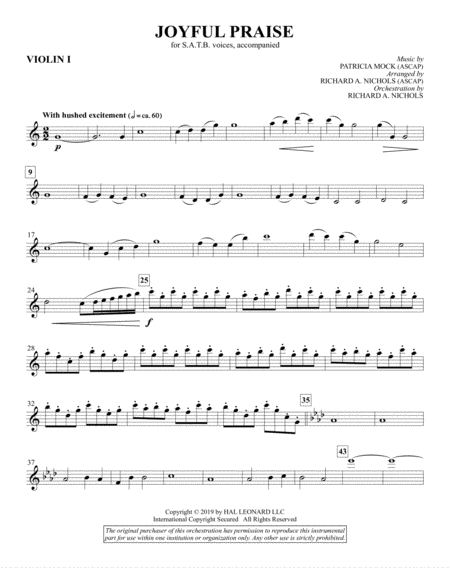 Joyful Praise Violin 1 Sheet Music