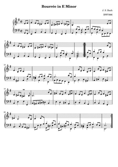 Js Bach Bouree In E Minor Sheet Music