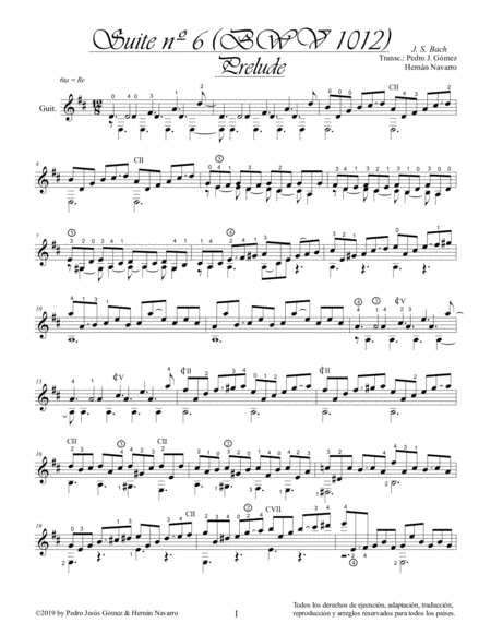 Js Bach Complete Suite Bwv 1012 6th Suite Cello Guitar Arr P J Gmez H Navarro Edition Sheet Music