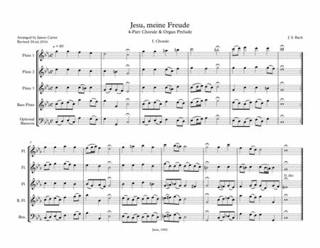 Js Bach Jesu Meine Freude Arranged For Flute Choir 3 Flutes 3rd Doubling Alto Flute Bass Flute Opt Bassoon I Chorale Sheet Music