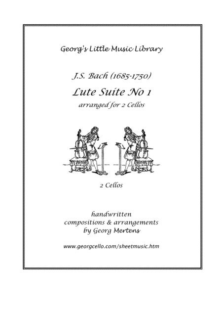 Js Bach Lute Suite No 1 Arr For 2 Cellos Sheet Music