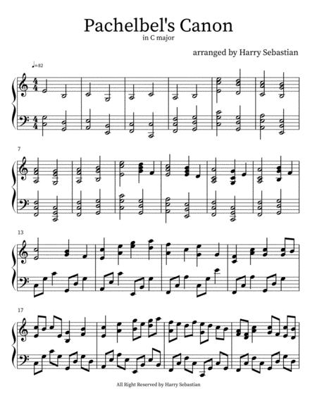 Free Sheet Music Js Bach Pachelbel Canon In C Major Advance Version