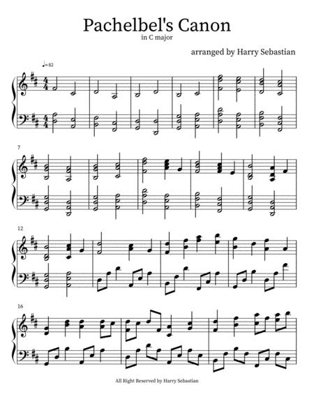 Free Sheet Music Js Bach Pachelbel Canon In D Major Advance Version