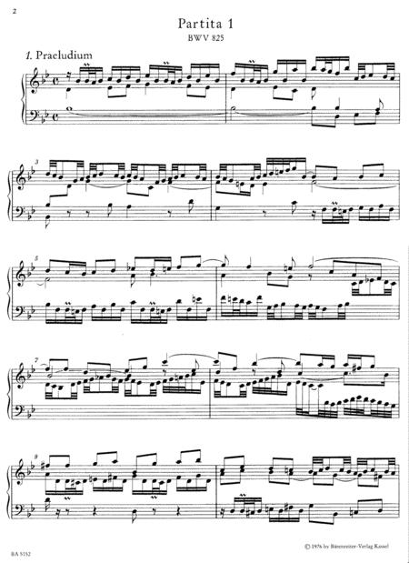 Free Sheet Music Js Bach Partita No 1 In Bb Major Bwv 825 Original Version