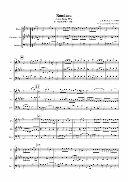 Free Sheet Music Js Bach Rondeau From Suite 2 H Moll Bwv 1067