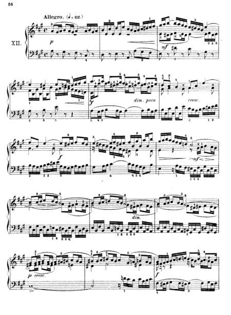 Free Sheet Music Js Bach Sinfonia 12 In A Major Bwv 798 Original Version