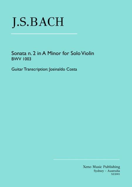 Js Bach Sonata N 2 In A Minor Bwv 1003 Classical Guitar Transcription Sheet Music