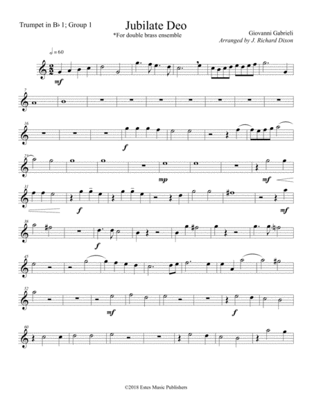 Jubilate Deo For Double Brass Quartet Ensemble Sheet Music