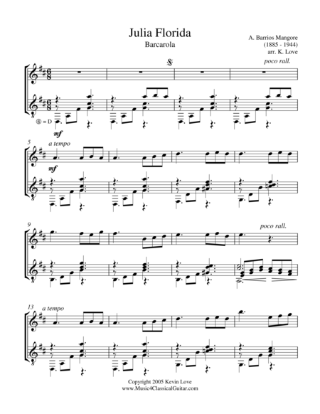 Free Sheet Music Julia Florida Barcarola Oboe And Guitar Score And Parts