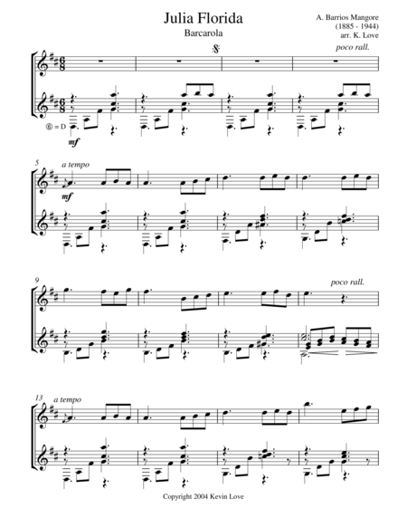 Julia Florida Barcarola Violin And Guitar Score And Parts Sheet Music