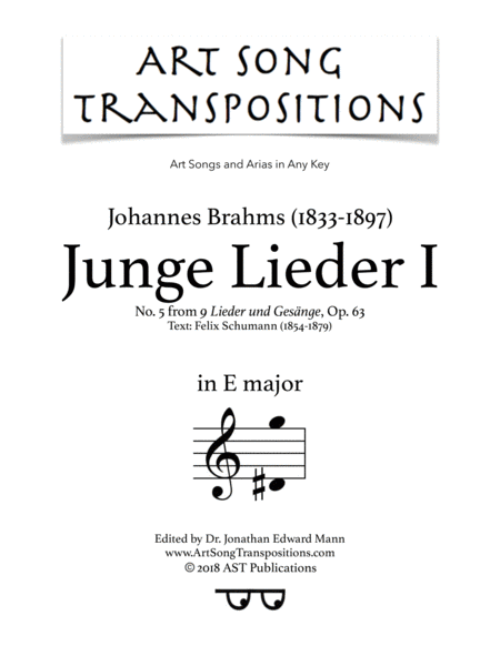 Free Sheet Music Junge Lieder I Op 63 No 5 E Major