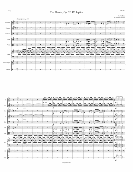 Jupiter From The Planets For 9 Piece Chamber Ensemble Sheet Music