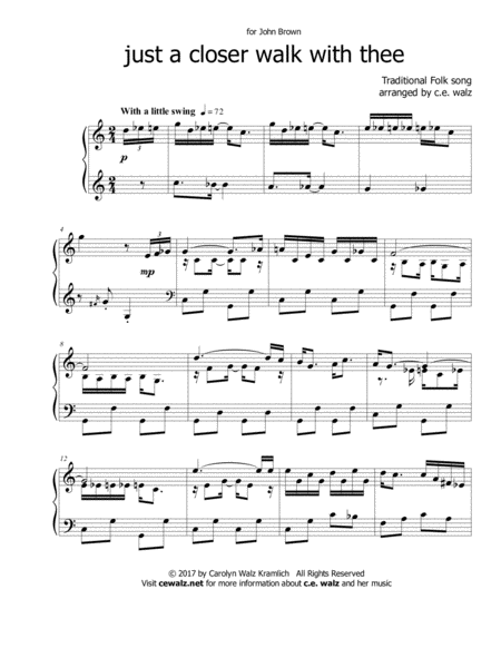 Just A Closer Walk With Thee A Christian Camp Meeting Song Sheet Music