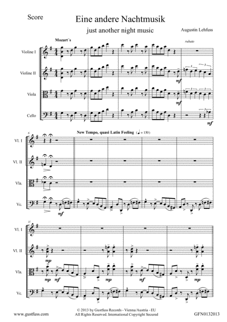 Just Another Night Music Mozarts Little Night Music In A Latin Version Sheet Music