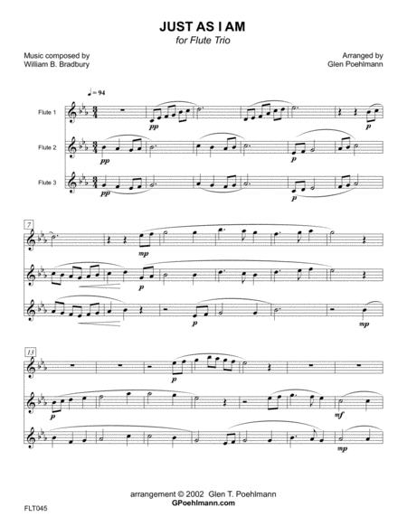 Just As I Am Unaccompanied Flute Trio Sheet Music