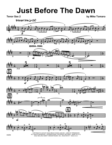 Just Before The Dawn 2nd Bb Tenor Saxophone Sheet Music