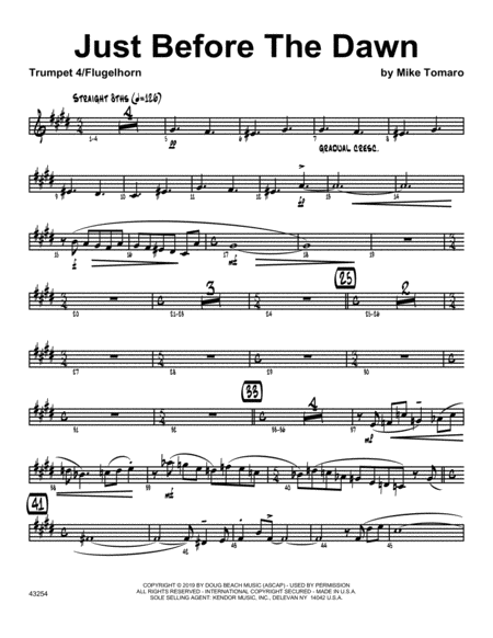 Free Sheet Music Just Before The Dawn 4th Bb Trumpet