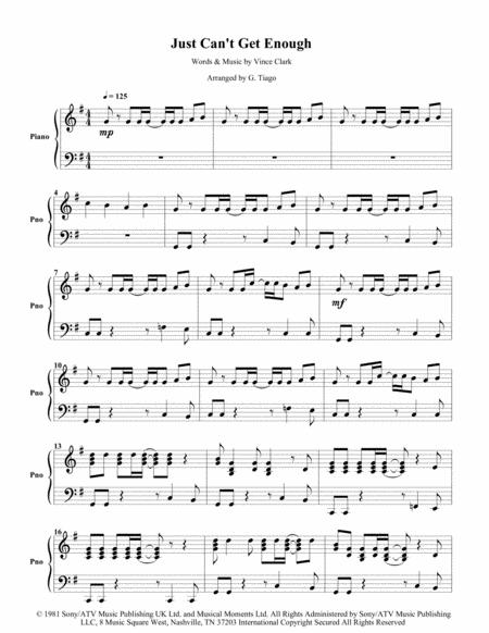 Free Sheet Music Just Cant Get Enough Piano Solo