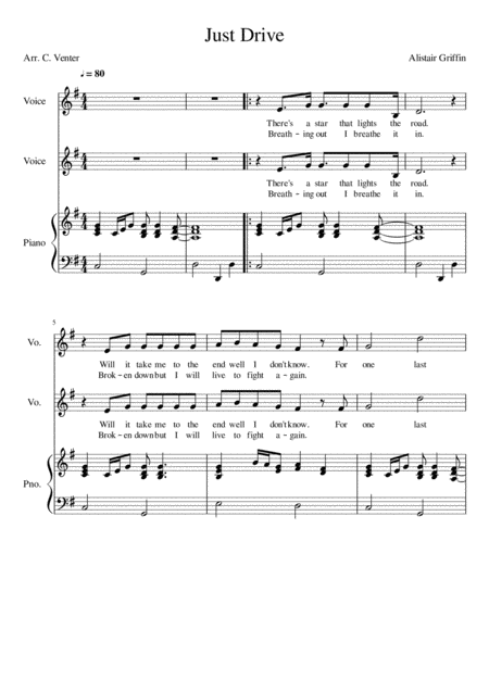 Free Sheet Music Just Drive Theme Tune To F1