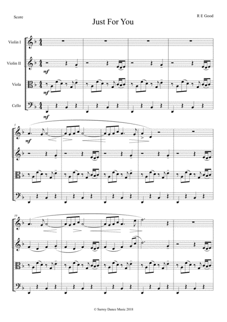 Free Sheet Music Just For You Melancholy String Quartet