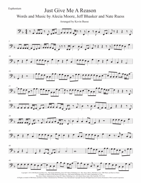 Just Give Me A Reason Euphonium Sheet Music