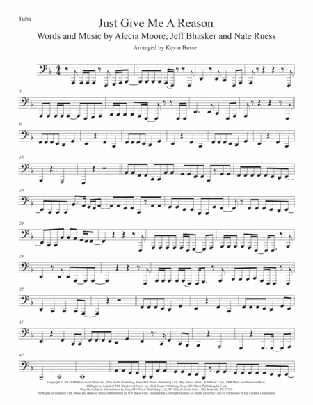 Just Give Me A Reason Tuba Sheet Music