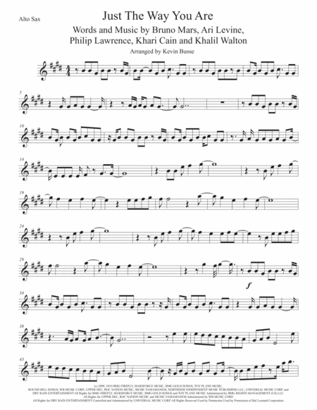 Just The Way You Are Alto Sax Sheet Music