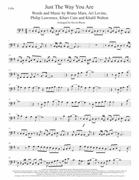 Free Sheet Music Just The Way You Are Cello