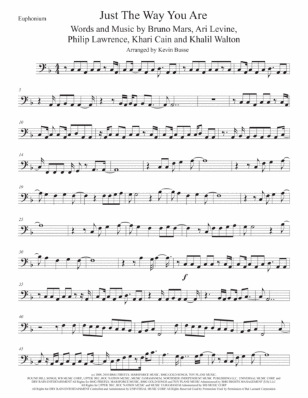 Just The Way You Are Euphonium Original Key Sheet Music