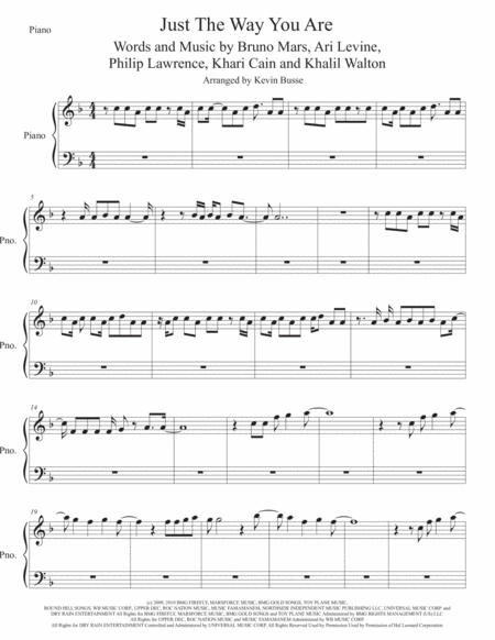 Free Sheet Music Just The Way You Are Piano Original Key
