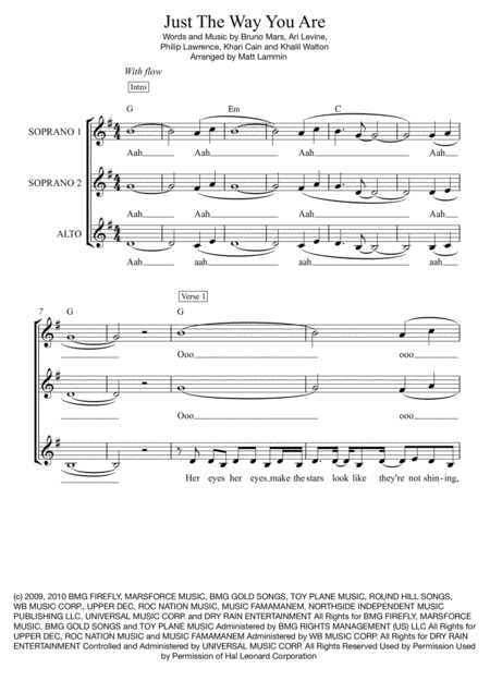 Just The Way You Are Ssa Sheet Music