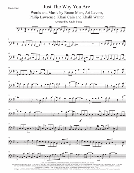 Free Sheet Music Just The Way You Are Trombone