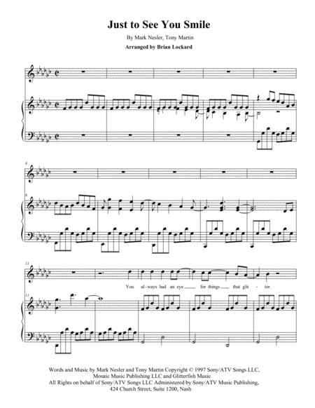 Just To See You Smile Piano And Voice Sheet Music