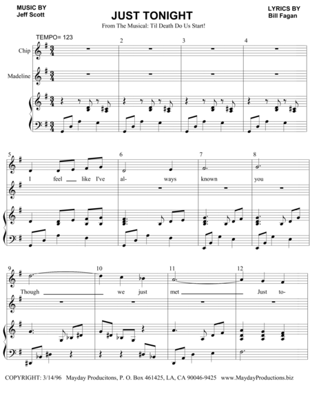 Just Tonight Sheet Music